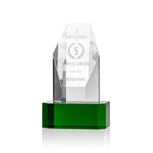 Recognition Awards - Crystal Awards - Ashford Award on Green Base 
