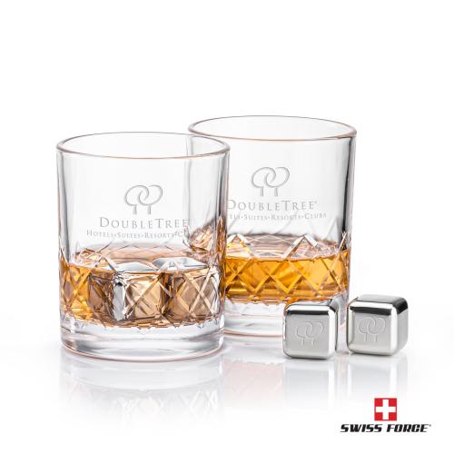 Corporate Gifts - Barware - Glasses Sets - Swiss Force&reg; S/S Ice Cubes & 2 Heceta OTR