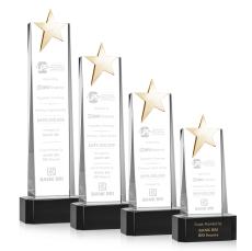 Fanshaw Gold Star Award on Base - Black - Black Crystal Awards