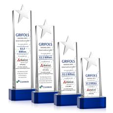 Fanshaw Silver Star VividPrint Award on Base - Blue - Colored Crystal Awards