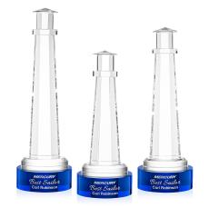 Lighthouse Award on Stanrich Base - Blue - Colored Crystal Awards