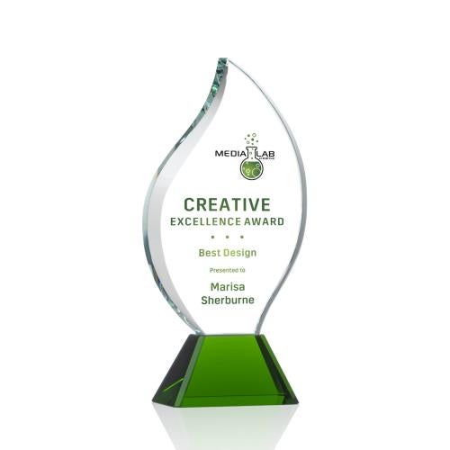 Recognition Awards - Crystal Awards - Norina Flame VividPrint&trade; Award - Green