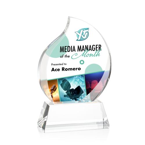 Recognition Awards - Crystal Awards - Preswick Flame VividPrint&trade; Award on Base