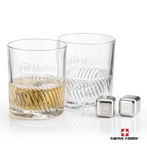 Corporate Gifts - Barware - Glasses Sets - Swiss Force&reg; S/S Ice Cubes & 2 Drysdale OTR
