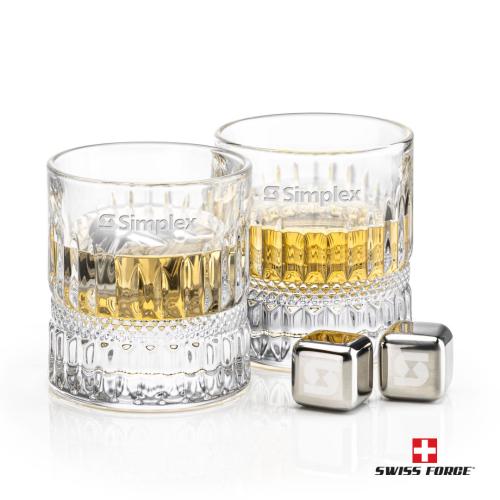 Corporate Gifts - Barware - Glasses Sets - Swiss Force® S/S Ice Cubes & 2 Hathaway OTR