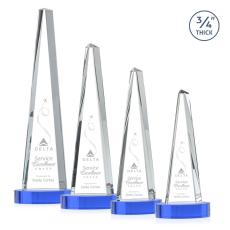 Majestic Tower Award on Alberton Base - Sky Blue - Crystal Pillar Awards