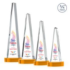 Majestic Tower VividPrint Award on Alberton Base - Amber - Yellow Crystal Awards