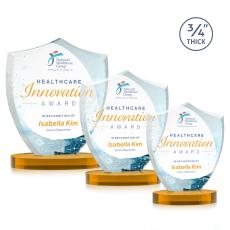 Scudo Shield VividPrint Award on Alberton Base - Amber - Yellow Crystal Awards