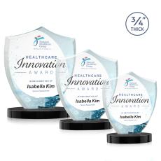 Scudo Shield VividPrint Award on Alberton Base - Black - Colored Crystal Awards