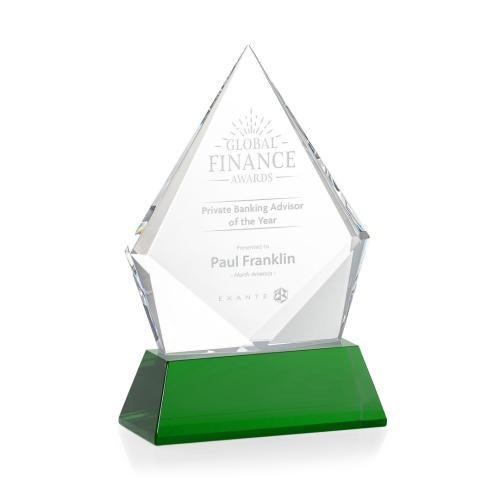 Recognition Awards - Crystal Awards - Shelton Award on Newhaven Base - Green