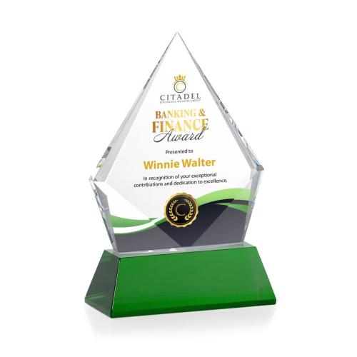Recognition Awards - Crystal Awards - Shelton VividPrint™ Award on Newhaven Base - Green