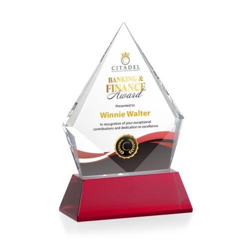 Recognition Awards - Crystal Awards - Shelton VividPrint™ Award on Newhaven Base - Red
