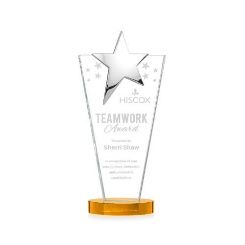 Recognition Awards - Crystal Awards - Mantella Chrome Star Award - Amber