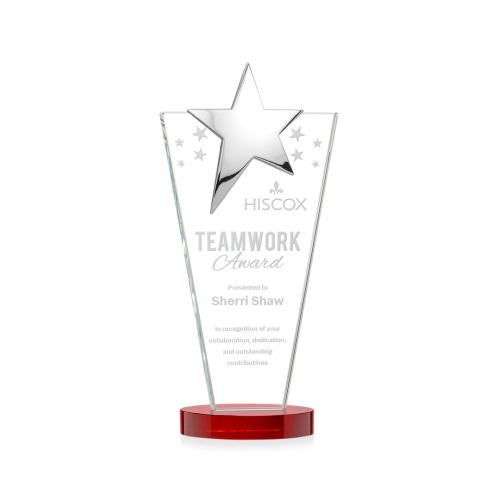 Recognition Awards - Crystal Awards - Mantella Chrome Star Award - Red