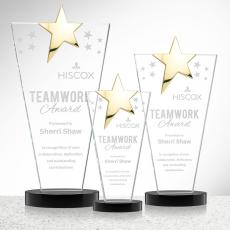 Mantella Gold Star Award - Black - Colored Crystal Awards