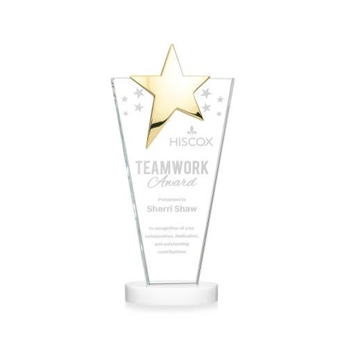 Recognition Awards - Crystal Awards - Mantella Gold Star Award - White