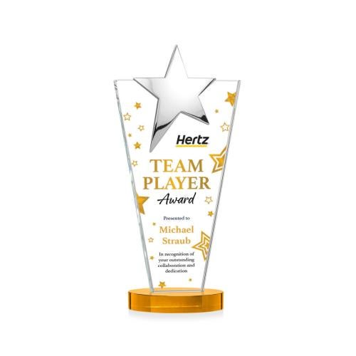 Recognition Awards - Crystal Awards - Mantella Chrome Star VividPrint™ Award - Amber