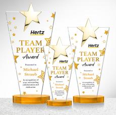 Mantella Gold Star VividPrint Award - Amber - Crystal Awards