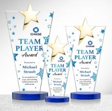 Mantella Gold Star VividPrint Award - Blue - Crystal Awards