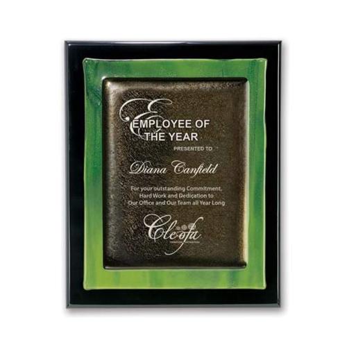 Recognition Awards - Sustainable Awards - Metallic Fusion Plaque - Black/Green