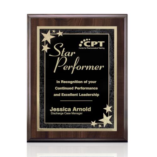 Plaque Awards - Retirement Plaques - Farnsworth/Starburst - Cherry/Black