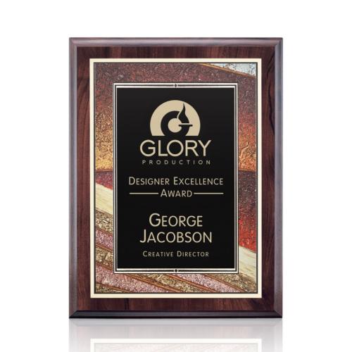 Plaque Awards - Retirement Plaques - Farnsworth/Albina - Cherry Finish