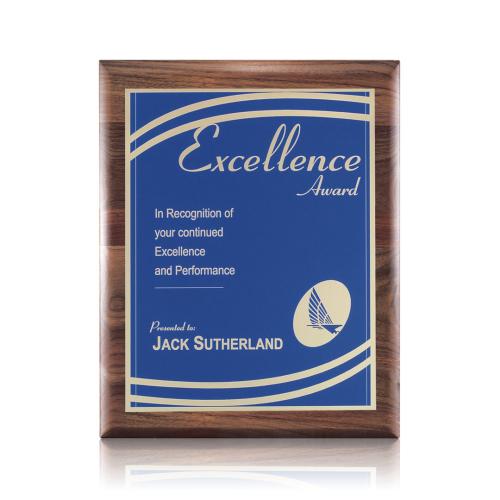 Plaque Awards - Retirement Plaques - Sedgewick/Marietta - Walnut/Blue