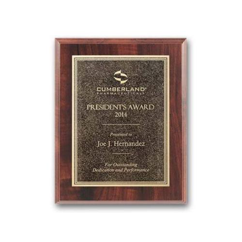 Plaque Awards - Retirement Plaques - Double Etch Plaq - Walnut Finish