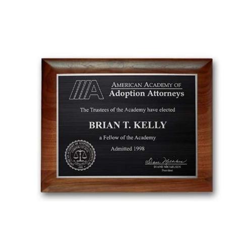 Plaque Awards - Retirement Plaques - Etch/Antiqued Plaq - Walnut Rolled Edge