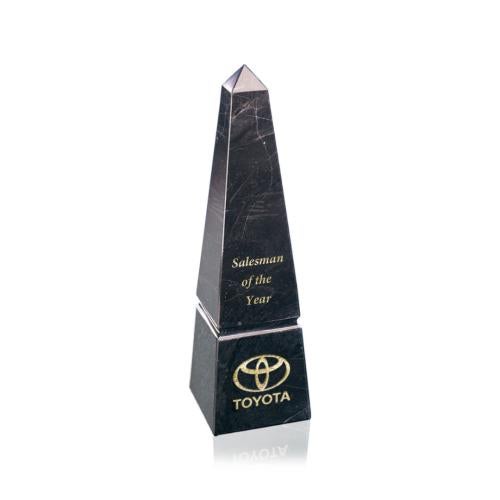 Recognition Awards - Marble and Stone Awards - Groove Marble Obelisk Award - Black