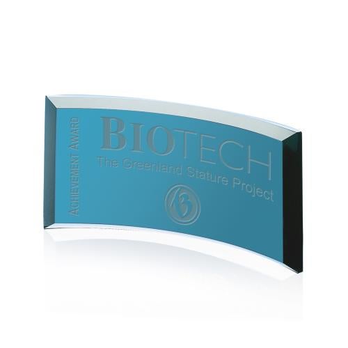 Recognition Awards - Crystal Awards - Colored Crystal Awards - Blue Crystal Awards - Crescent Award - Teal