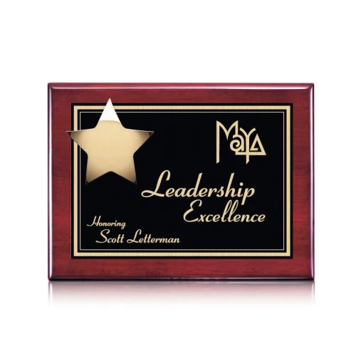 Plaque Awards - Ornamental Plaque - Hollister Plaque - Rosewood/Gold 