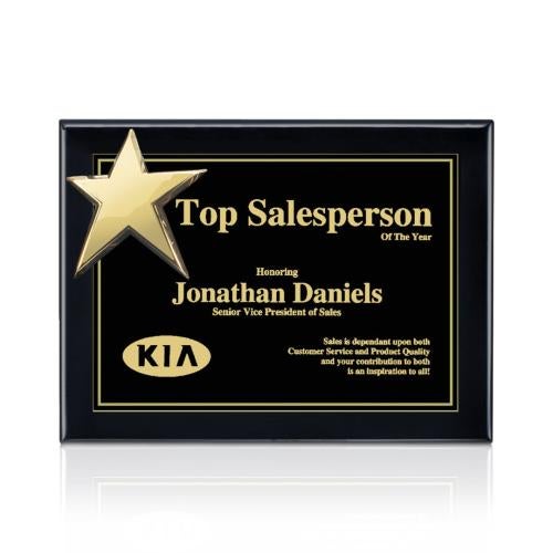 Plaque Awards - Ornamental Plaque - Rising Star - Black/Gold