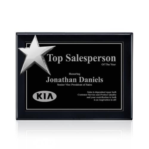 Plaque Awards - Ornamental Plaque - Rising Star - Black/Chrome