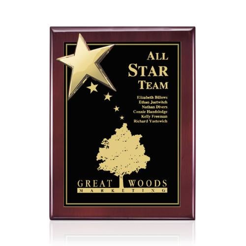 Plaque Awards - Ornamental Plaque - Rising Star - Rosewood/Gold