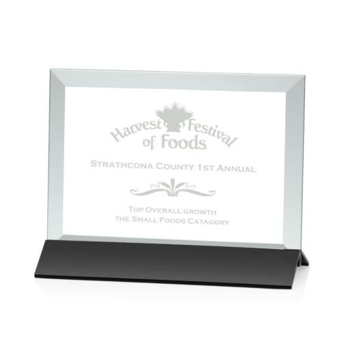 Recognition Awards - Glass Awards - Rainsworth Award - Jade/Black (Horizontal)
