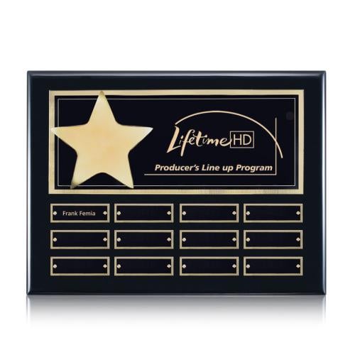 Plaque Awards - Perpetual Plaques - Hollister (Horiz) Perpetual - Black/Gold 