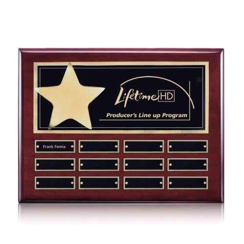 Plaque Awards - Perpetual Plaques - Hollister (Horiz) Perpetual - Rosewood/Gold