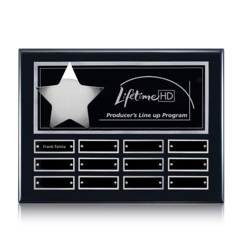 Plaque Awards - Perpetual Plaques - Hollister (Horiz) Perpetual - Black/Silver 
