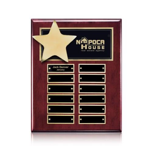 Plaque Awards - Perpetual Plaques - Hollister (Vert) Perpetual - Rosewood/Gold 