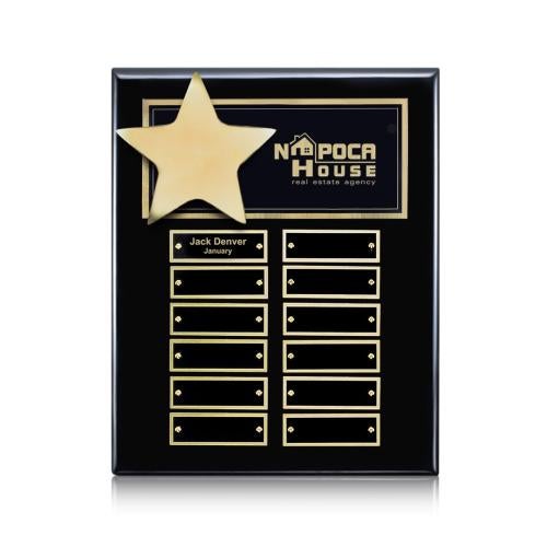 Plaque Awards - Perpetual Plaques - Hollister (Vert) Perpetual - Black/Gold 