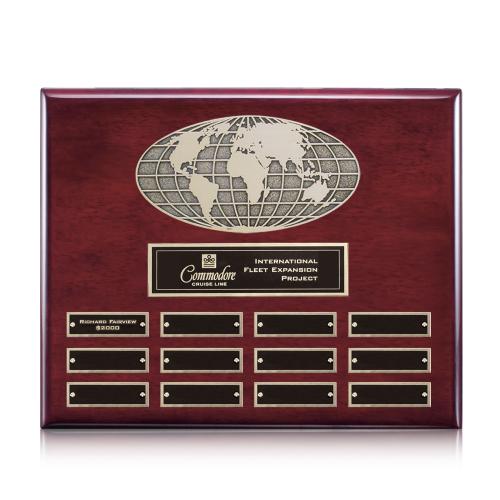 Recognition Awards - Shop by Recipient - Employee of the Month - World (Horiz) Perpetual - Rosewood Finish