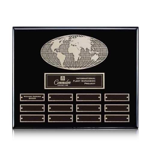 World (Horiz) Perpetual - Black Finish Recognition Awards - Shop by Recipient - Employee of the Month - World (Horiz) Perpetual - Black Finish