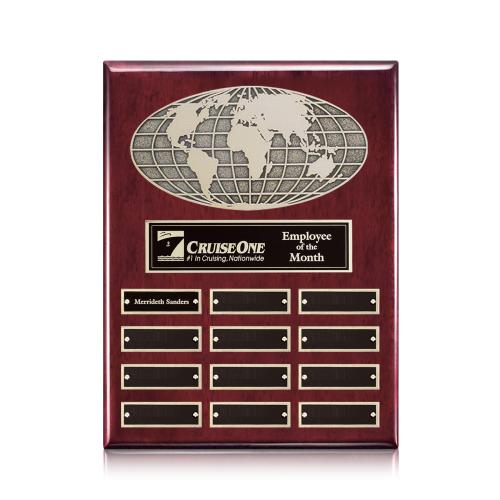 Recognition Awards - Shop by Recipient - Employee of the Month - World (Vert) Perpetual - Rosewood Finish
