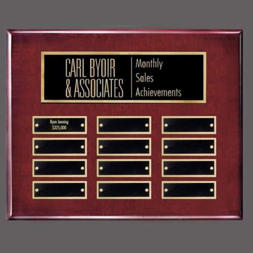 Plaque Awards - Perpetual Plaques - Oakleigh Horiz Pert/Plaque - Rosewood/Gold