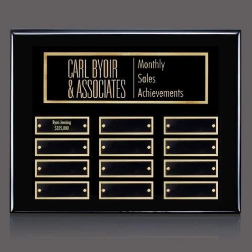 Plaque Awards - Perpetual Plaques - Oakleigh Horiz Pert/Plaque - Black/Gold 