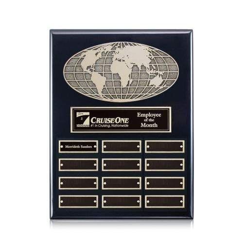 Plaque Awards - Ornamental Plaque - World (Vert) Perpetual - Black Finish
