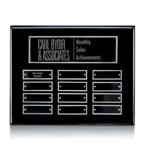 Plaque Awards - Perpetual Plaques - Oakleigh Horiz Pert/Plaque - Black/Silver