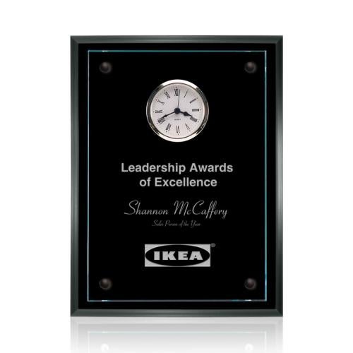 Plaque Awards - Ornamental Plaque - Somerset Clock - Starfire/Black