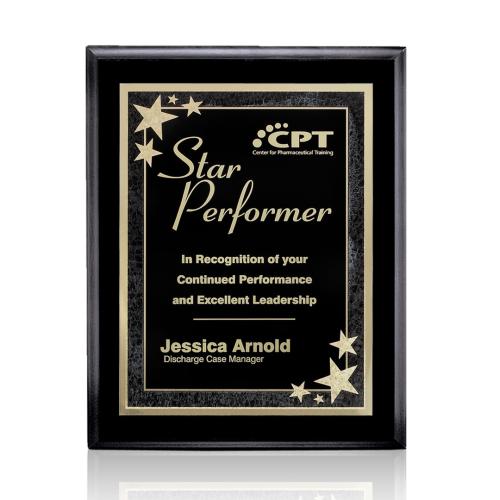 Plaque Awards - Retirement Plaques - Farnsworth/Starburst - Black/Black